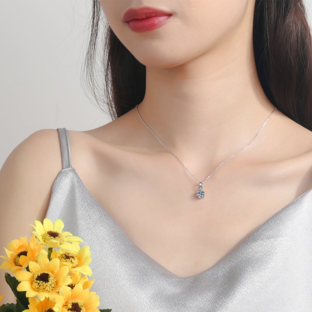 Certified 3 ct. t.w. Diamond Moissanite Solitaire Necklace NEW - Picture 5 of 9